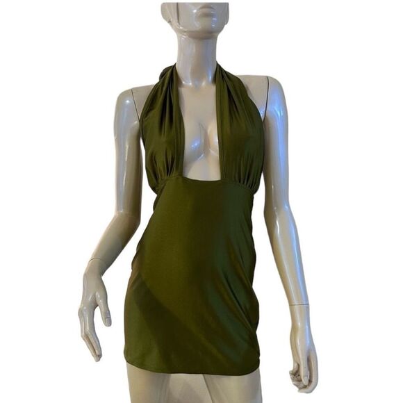 Bailey Rose Green Halter Backless Dress - Picture 1 of 7